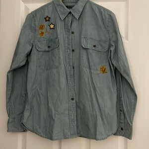 Lauren Ralph Lauren Chambray Shirt With Patches Size Large